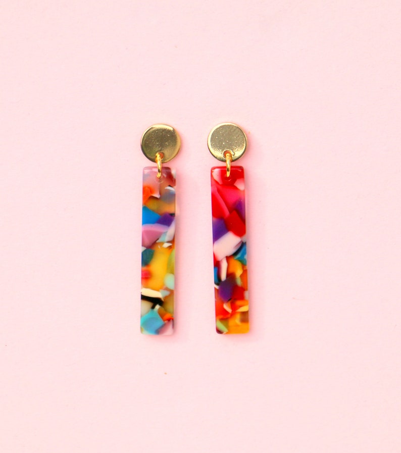 Colorful Acetate Bar Earrings image 1