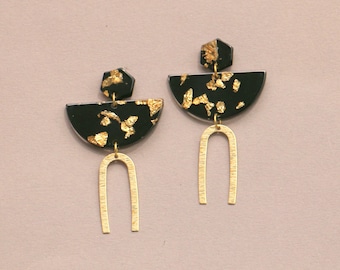 Black Gold Statement Earrings