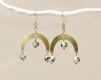 Jasper Beaded Chandelier Earrings