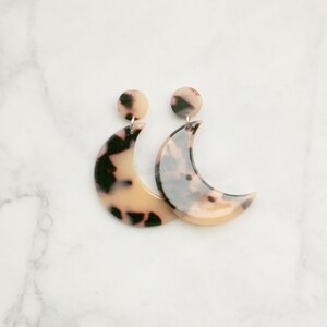 Half Moon Tortoise Shell Acetate Earrings image 4