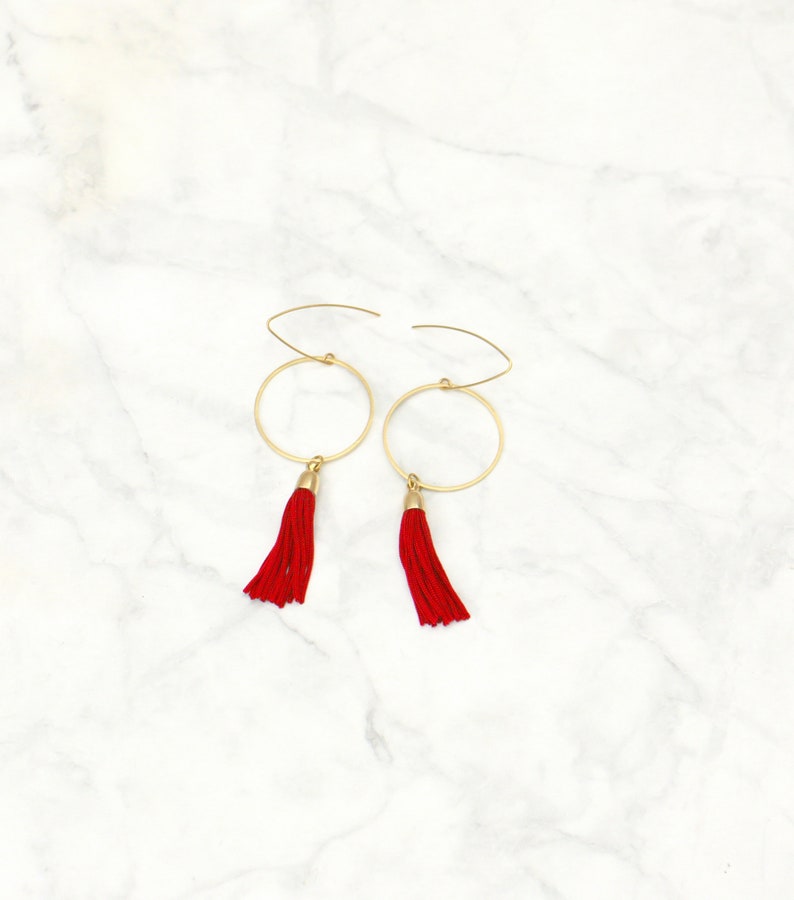 Long Modern Brass Tassel Earrings For Women image 5