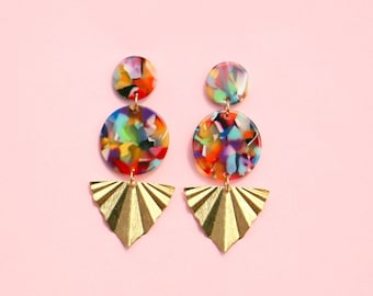 Brass Fan Statement Earrings