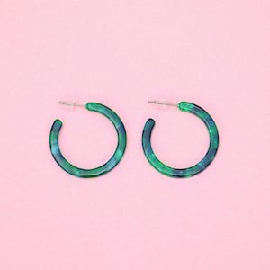 Green Acetate Hoop Earrings