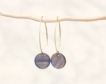 Minimalist Mother Of Pearl Disc Earrings