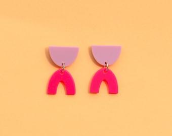 Fun Earrings Neon Pink Lavender