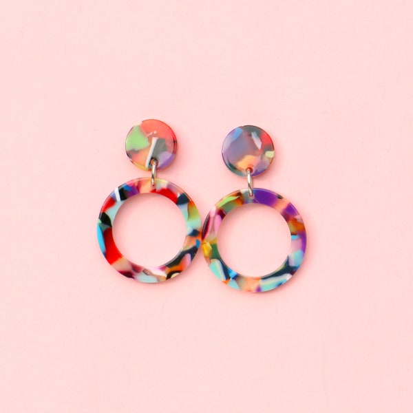 Colorful Acetate Circle Earrings