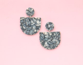 Gray Marbled Statement Earrings