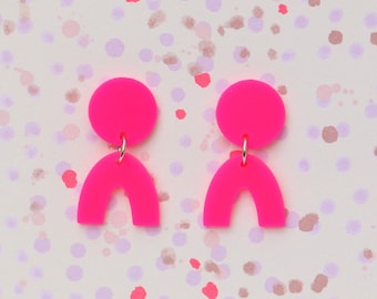 Neon Pink Acrylic Earrings