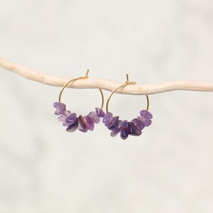 Amethyst Beaded Hoops image 1