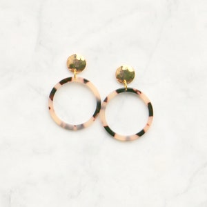 Tortoise Shell Acetate Circle Earrings