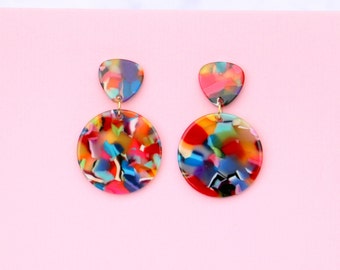 Colorful Circle Acetate Earrings