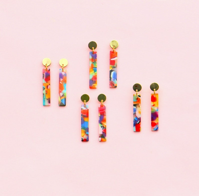 Colorful Acetate Bar Earrings image 6