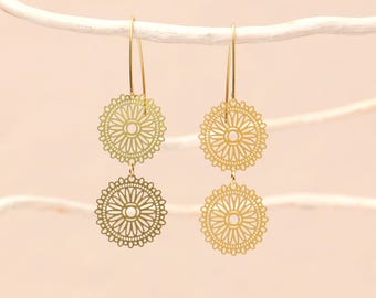 Delicate Brass Mandala Earrings