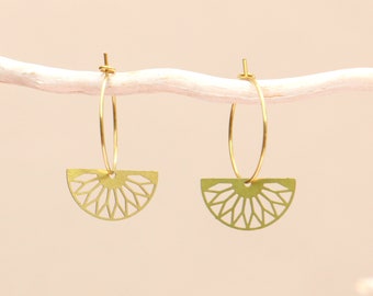 Brass Charm Hoops