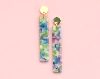 Colorful Floral Acetate Bar Earrings