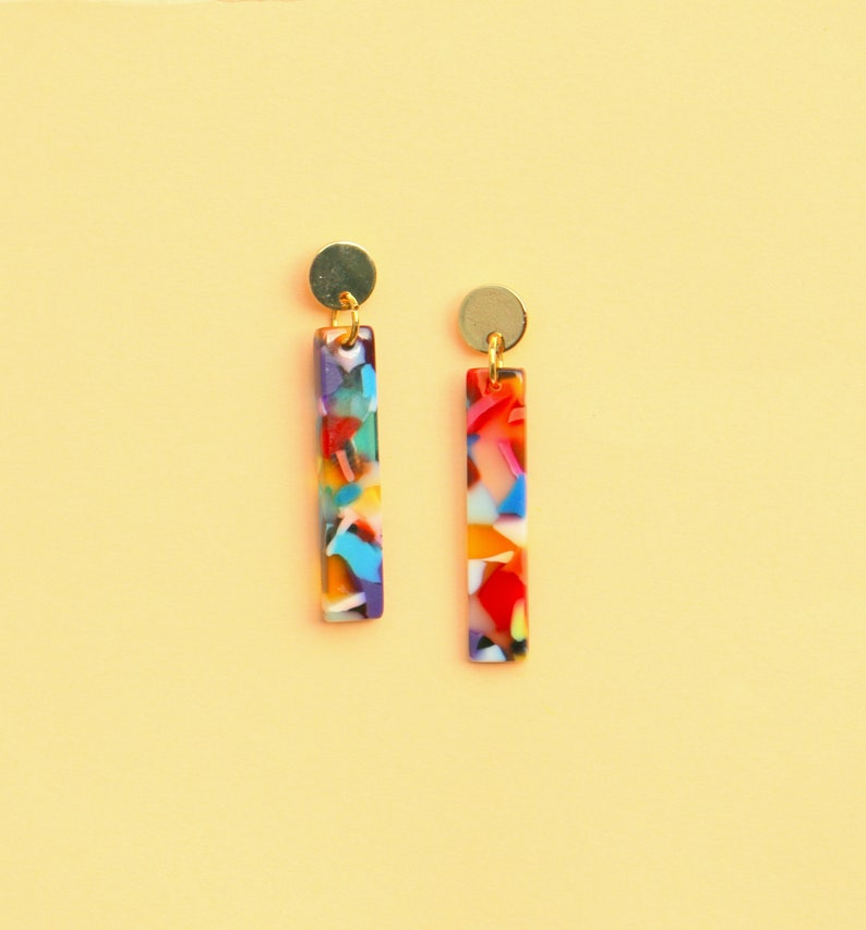 Colorful Acetate Bar Earrings image 5