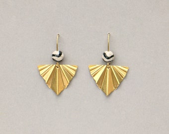 Folded Brass Fan Earrings