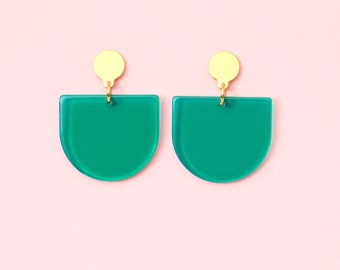 Emerald Acrylic Statement Earrings