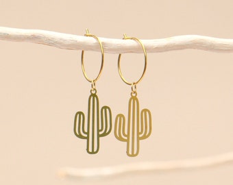 Cactus Hoop Earrings