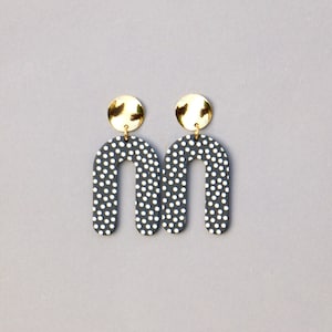 Black And White Dotted Acrylic Arc Earrings