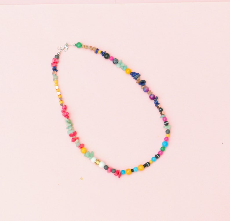 Colorful Beaded Gemstone Necklace For Women image 5