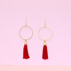 Long Modern Brass Tassel Earrings For Women image 3