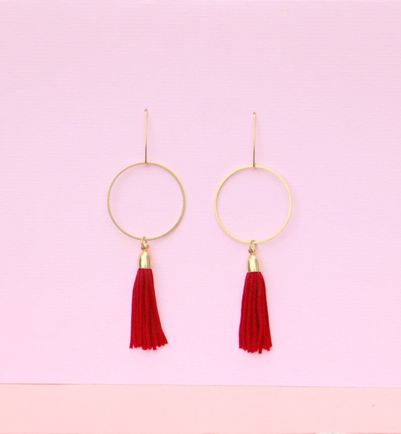 Long Modern Brass Tassel Earrings For Women image 3