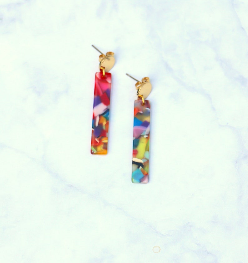 Colorful Acetate Bar Earrings image 10