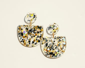 Confetti Statement Earrings, Acrylic Sequin Earrings