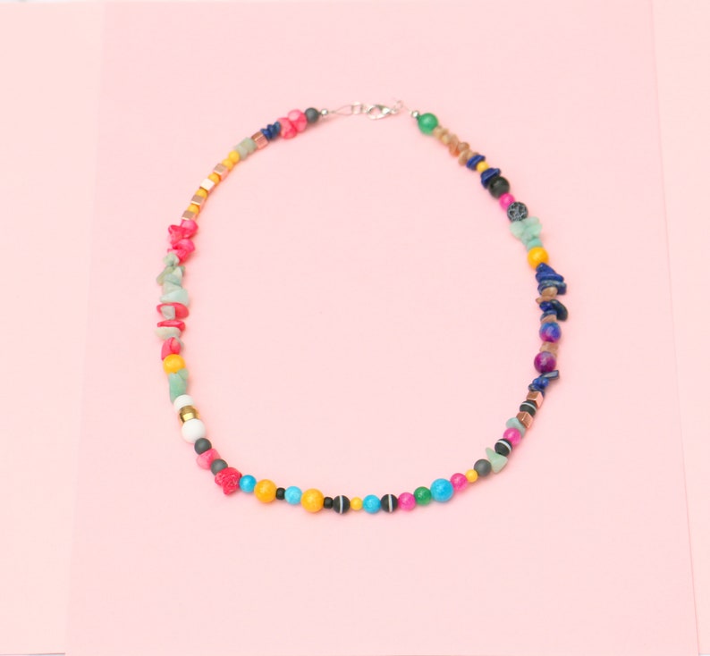 Colorful Beaded Gemstone Necklace For Women image 4