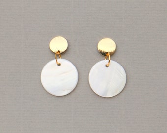 Mother Of Pearl Disc Earrings