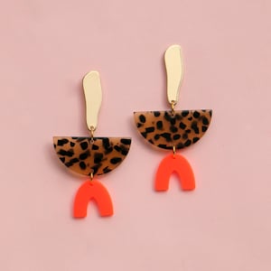 Statement Dangle Earrings: Gold Plated, Acrylic & Cellulose Acetate