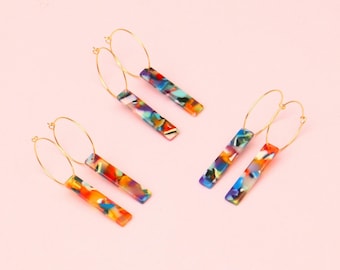 Colorful Acetate Bar Hoop Earrings