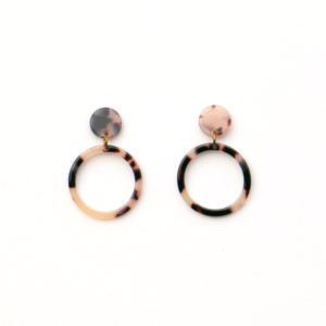 Tortoise Shell Acetate Circle Earrings