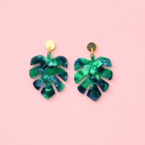 Acetate Monstera Leaf Earrings