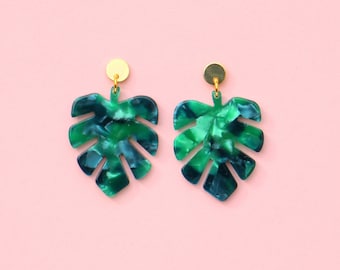 Acetate Monstera Leaf Earrings