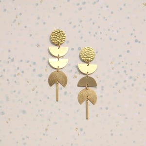 Long Geometric Statement Brass Earrings
