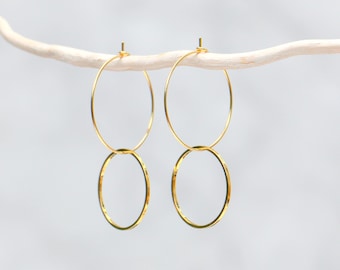 Double Plain Hoop Earrings Gold