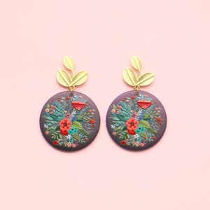 Big Round Acrylic Flower Earrings image 1