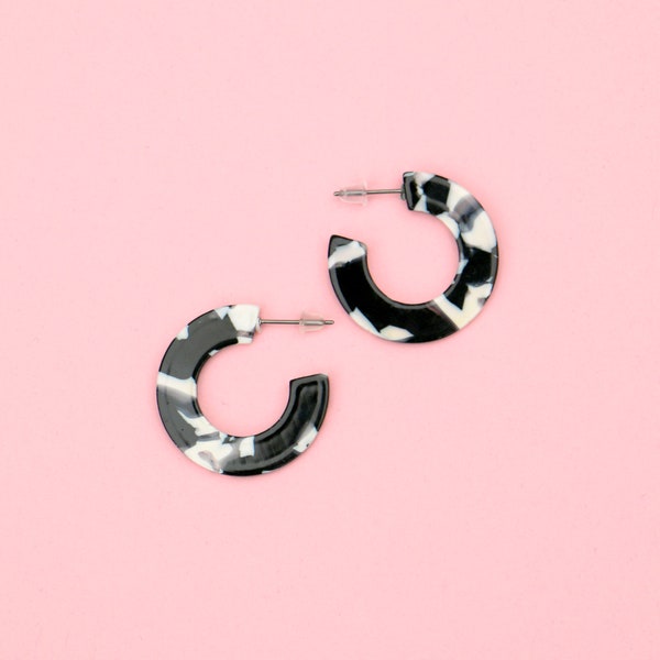 2.5" Plastic White Hoop Earrings Etsy