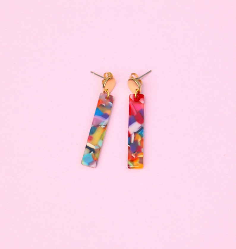 Colorful Acetate Bar Earrings image 9