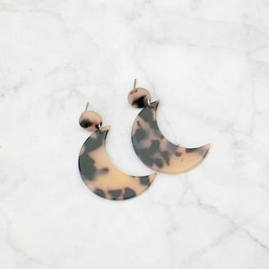 Half Moon Tortoise Shell Acetate Earrings image 2