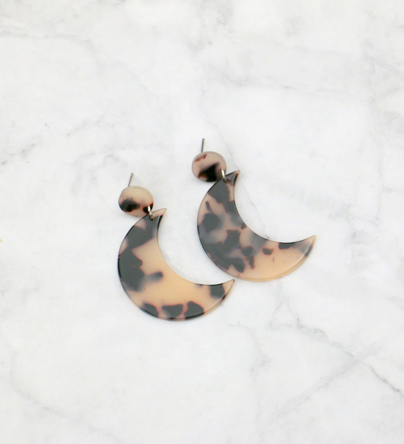 Half Moon Tortoise Shell Acetate Earrings image 2