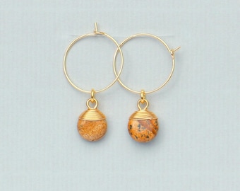 Gemstone Pendant Drop Hoop Earrings
