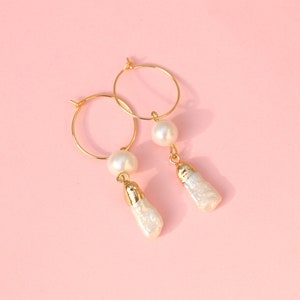 Keshi Pearl Hoop Earrings