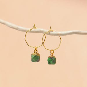 Ruby Zoisite Octagon Hoops