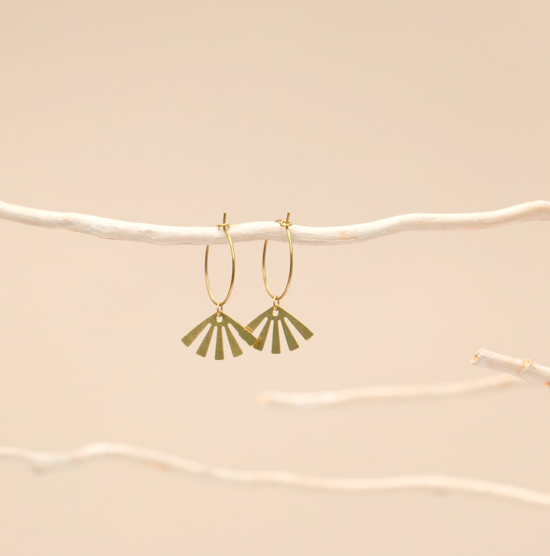 Brass Sunshine Rays Hoops image 6