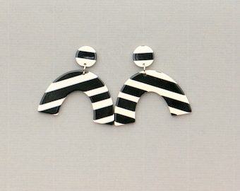 Black And White Acrylic Statement Arch Earrings