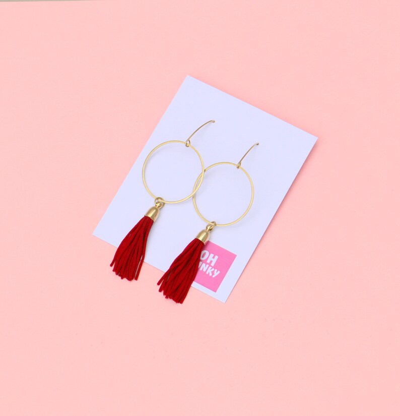 Long Modern Brass Tassel Earrings For Women image 4