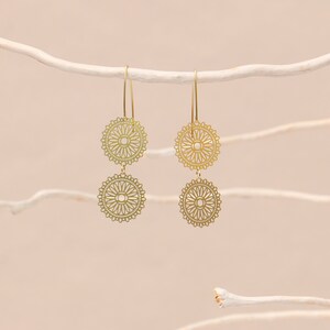 Delicate Brass Mandala Earrings image 4